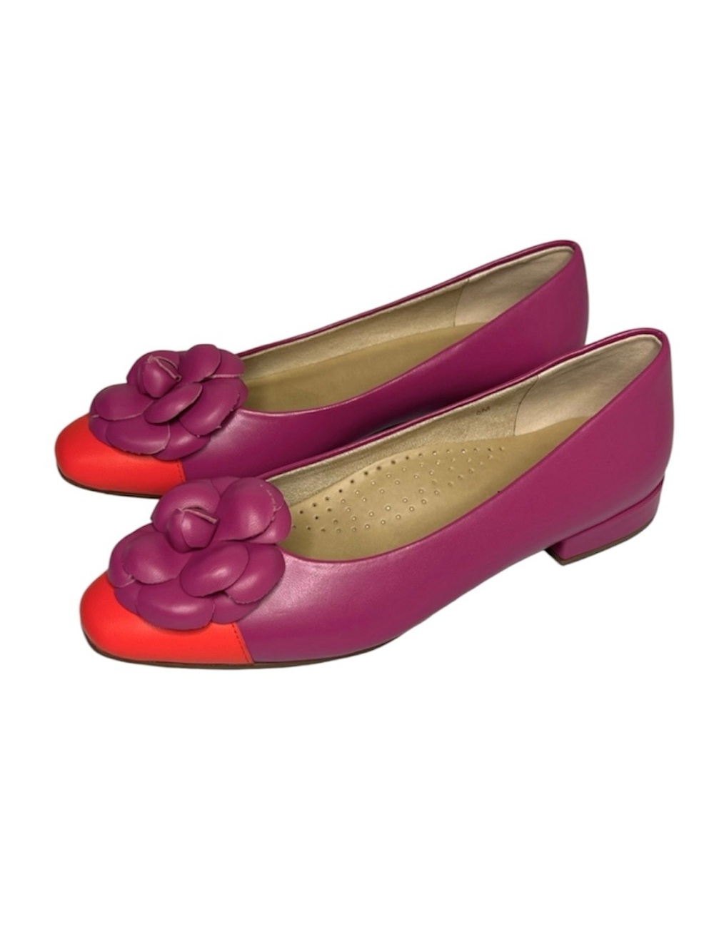 VANELI Tasina Leather Cap Toe Floral Flats Womens 6 M